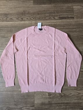 J.CREW Sweater Men M Pink Lightweight Cotton Crewneck Heritage Preppy Minimalist